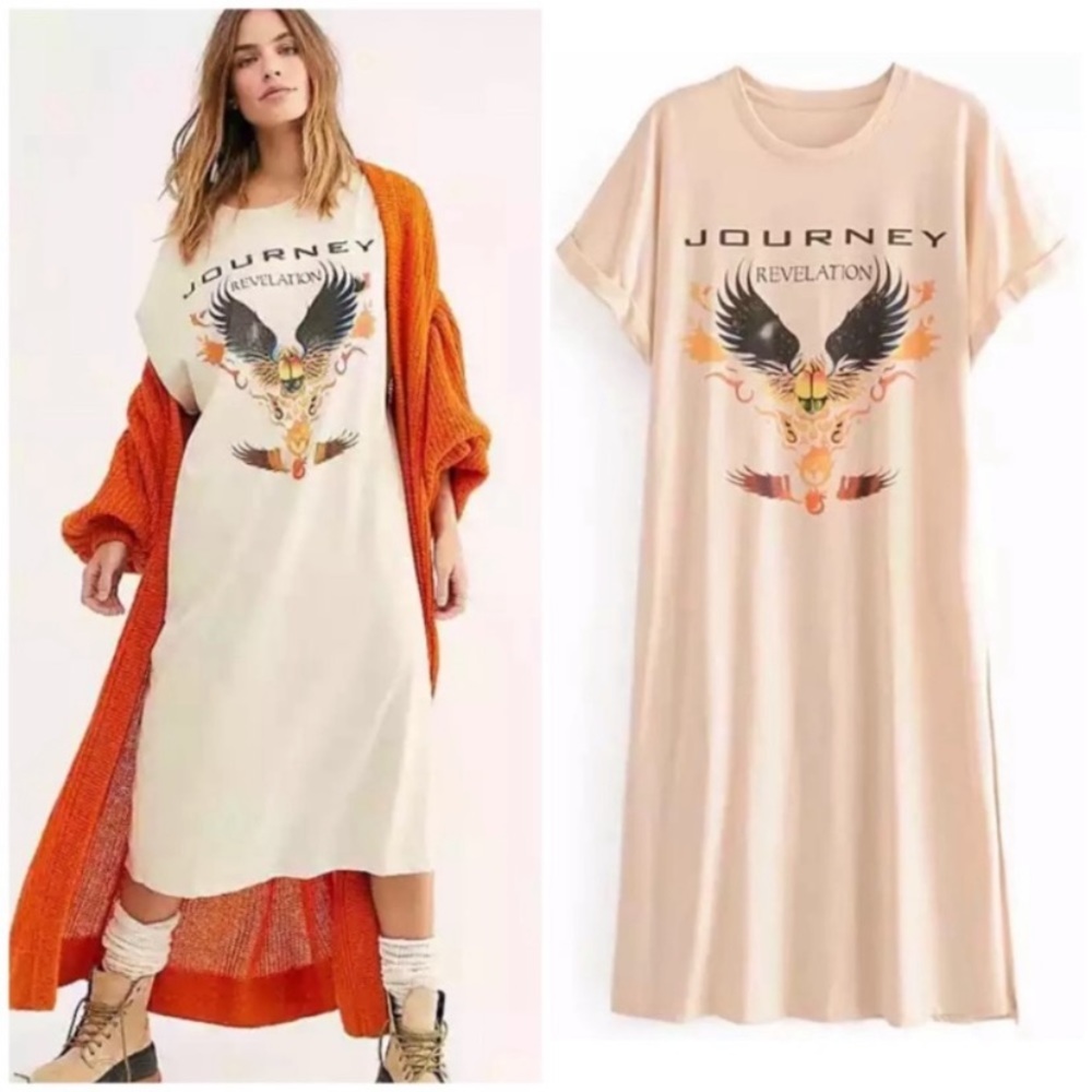Cream Journey Revelation Graphic T-Shirt Dress
